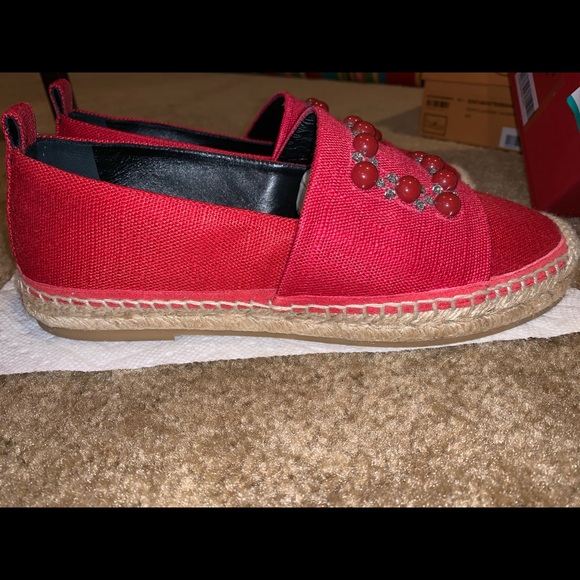SOLD!! Roger Vivier Canvas rhinestones Espadrilles in Red - Picture 10 of 11
